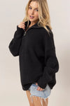 black oversized half zip sweater pullover