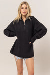 black oversized half zip sweater pullover