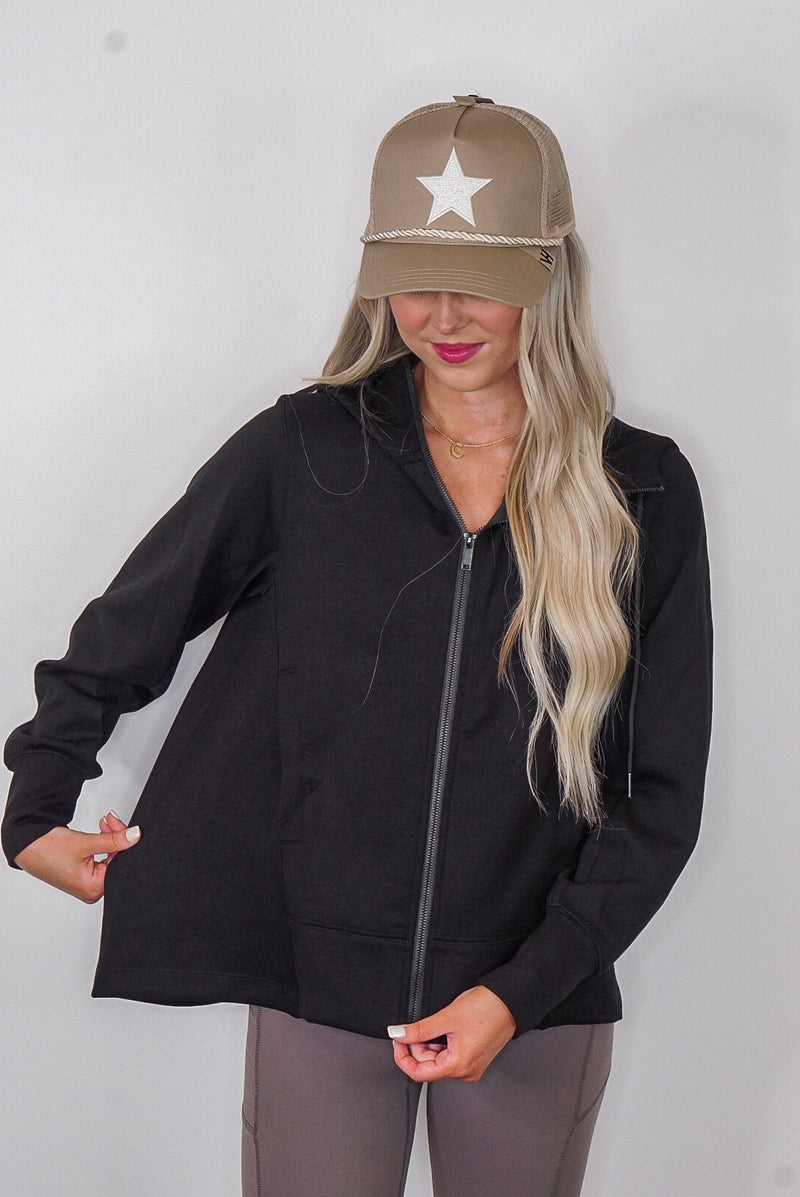 rae mode athleisure hoodie jacket black