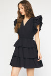 Entro Black layer tiered dress with ruffle details