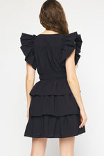 Entro Black layer tiered dress with ruffle details