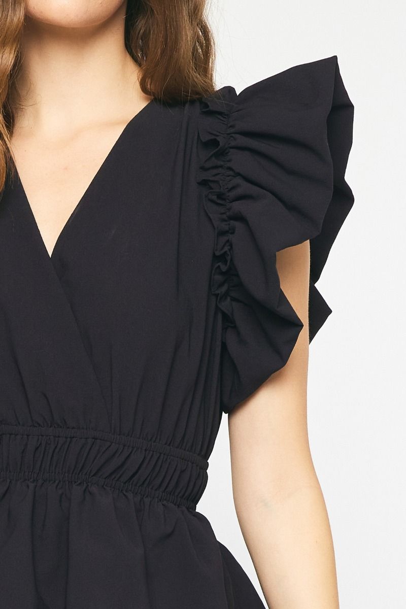 Entro Black layer tiered dress with ruffle details