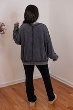 black cotton mineral wash sweatshirt