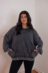 black cotton mineral wash sweatshirt