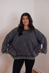 black cotton mineral wash sweatshirt