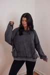 black cotton mineral wash sweatshirt