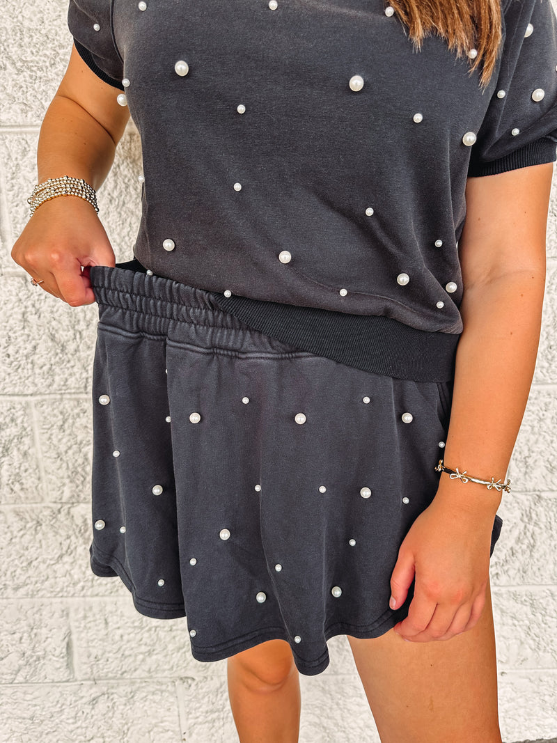 black pearl terry knit skort