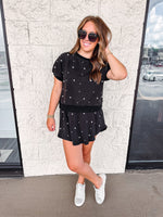 black pearl terry knit skort