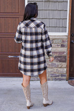 black plaid flannel button dress