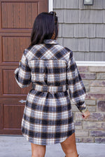 black plaid flannel button dress