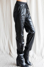 leather drawstring jogger pants