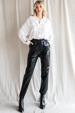 leather drawstring jogger pants