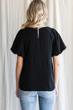 black puff sleeve staple top