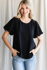 black puff sleeve staple top