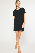 Entro Black ribbed knit shirt dress