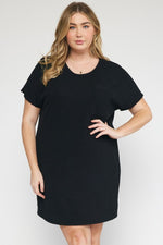 Entro Plus Black ribbed knit shirt dress