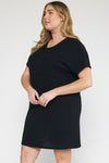 Entro Plus Black ribbed knit shirt dress