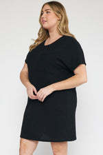 Entro Plus Black ribbed knit shirt dress