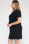 Entro Plus Black ribbed knit shirt dress