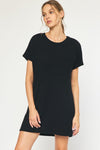 Entro Black ribbed knit shirt dress