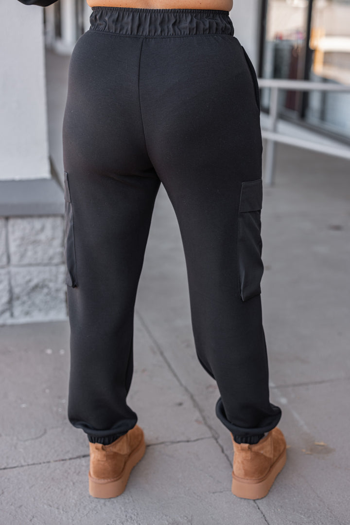 Women's black scuba luxe knit jogger back