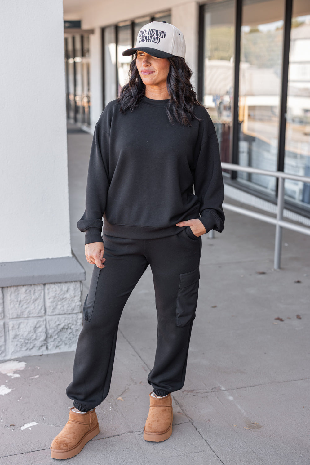 Women's black scuba luxe knit jogger