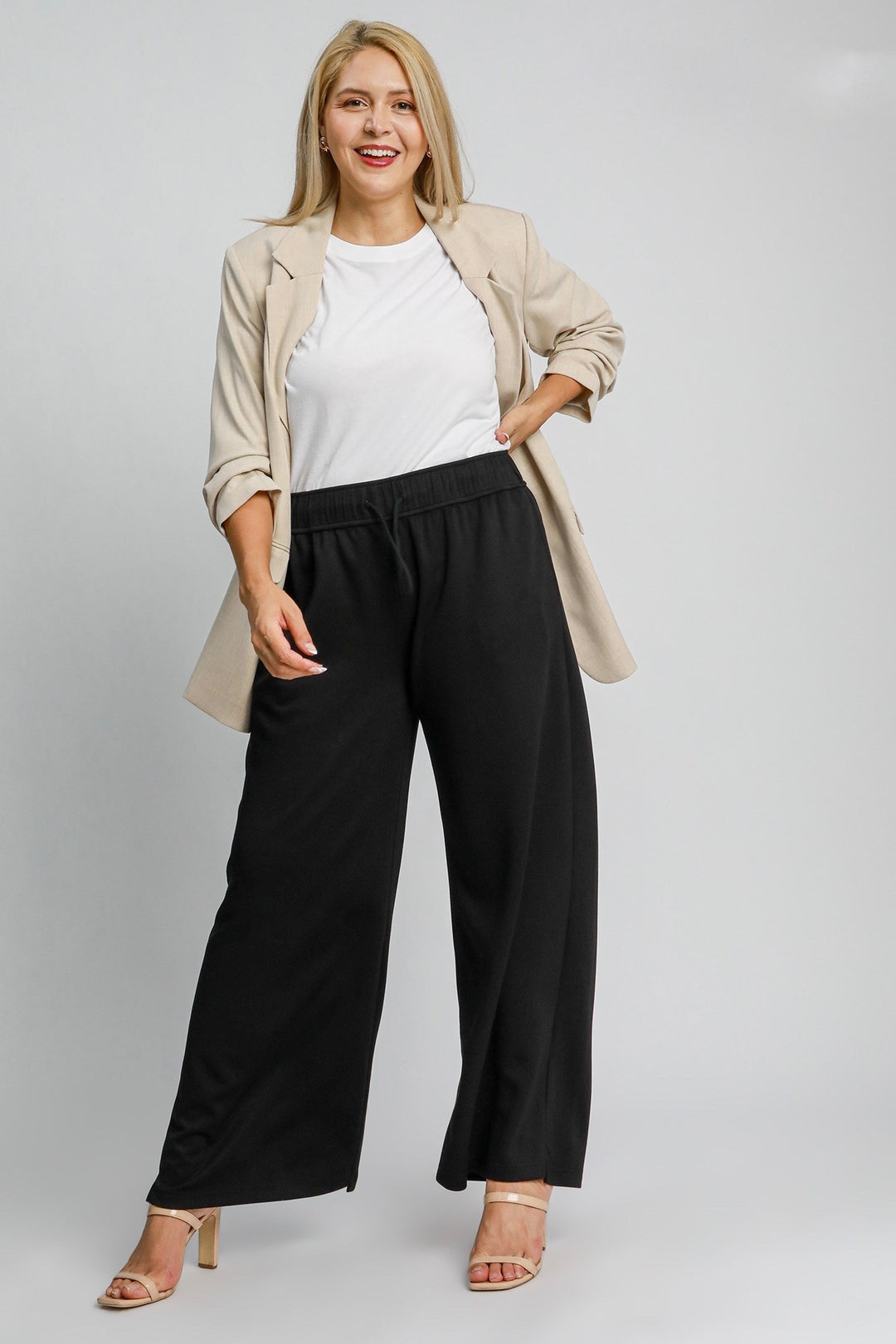 black scuba knit pants umgee