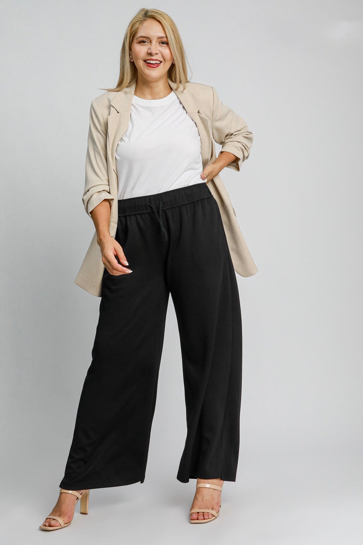 black scuba knit pants umgee