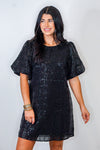 black sequin shift dress