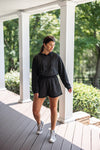 elastic waist black studded lounge shorts