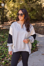 Comfy Colorblock Grey Knit Pullover