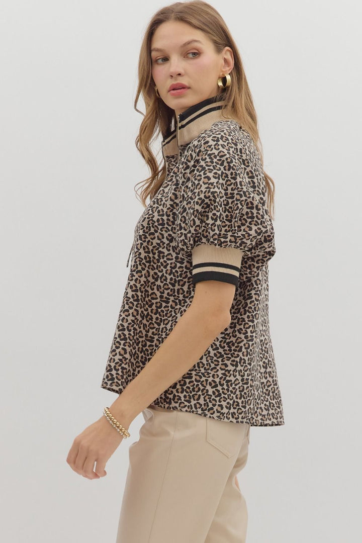 Courtyard Dates Leopard Print Top