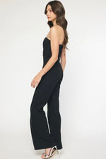 strapless black cocktail party jumpsuit