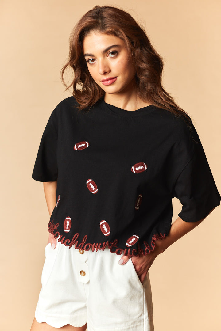 touchdown football black tee