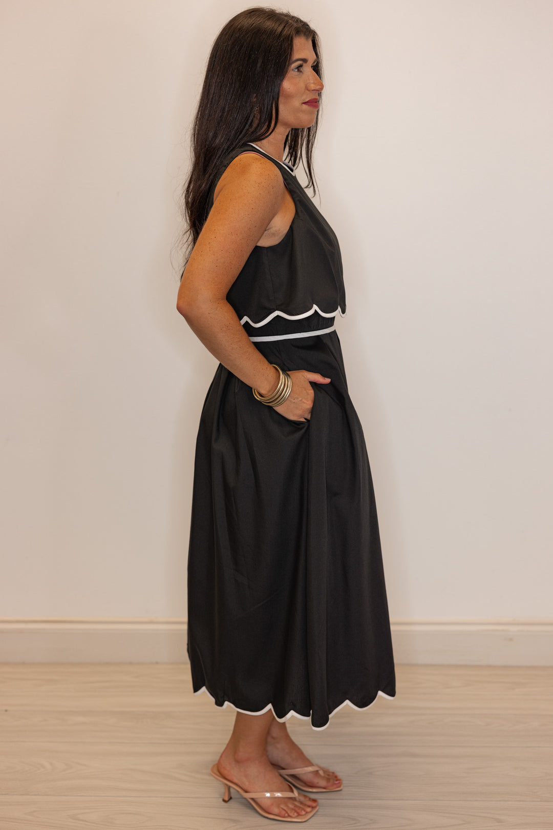 black white scalloped trim fancy dress