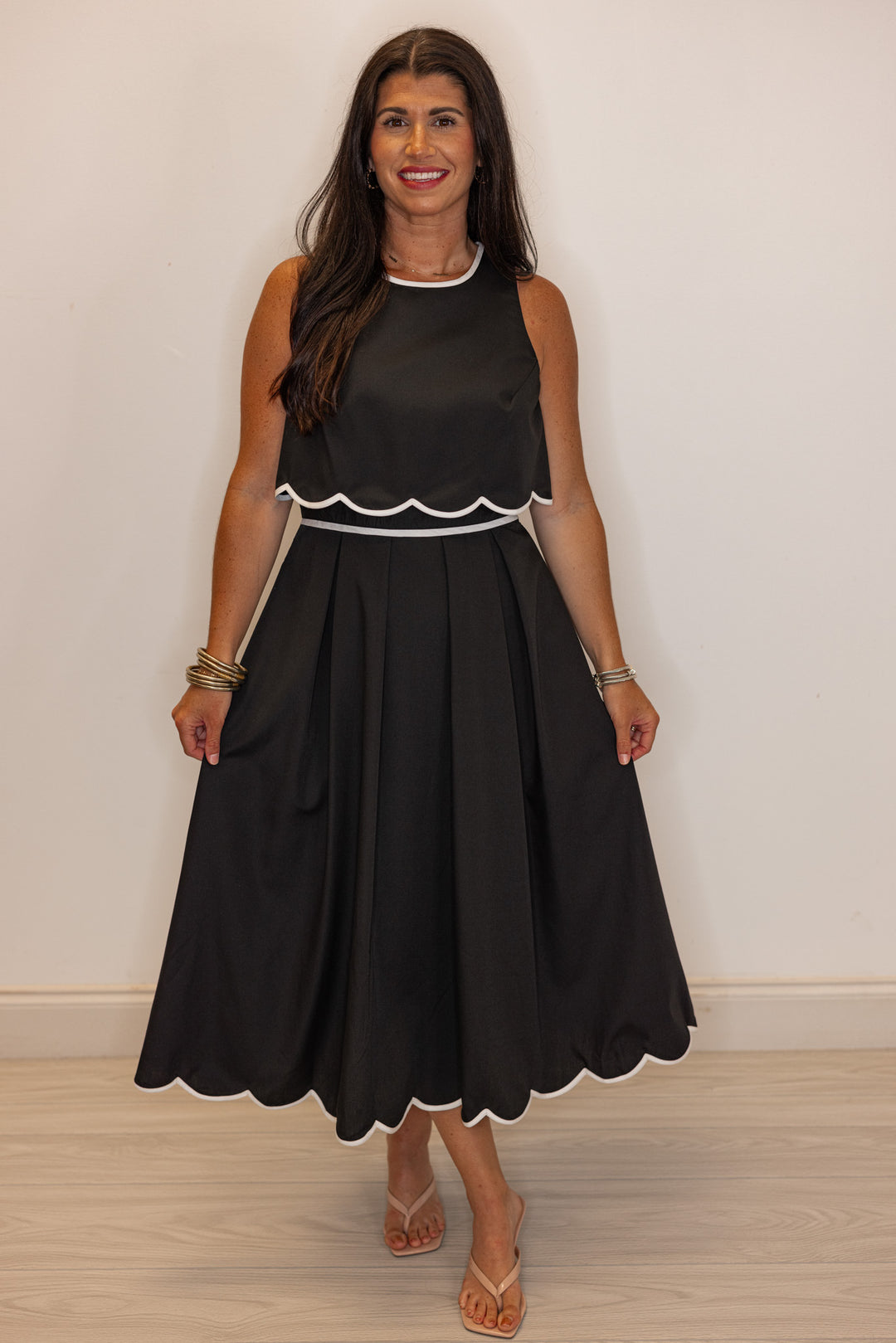 black white trim event wear dress