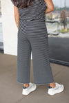 black white striped wide leg cropped pants