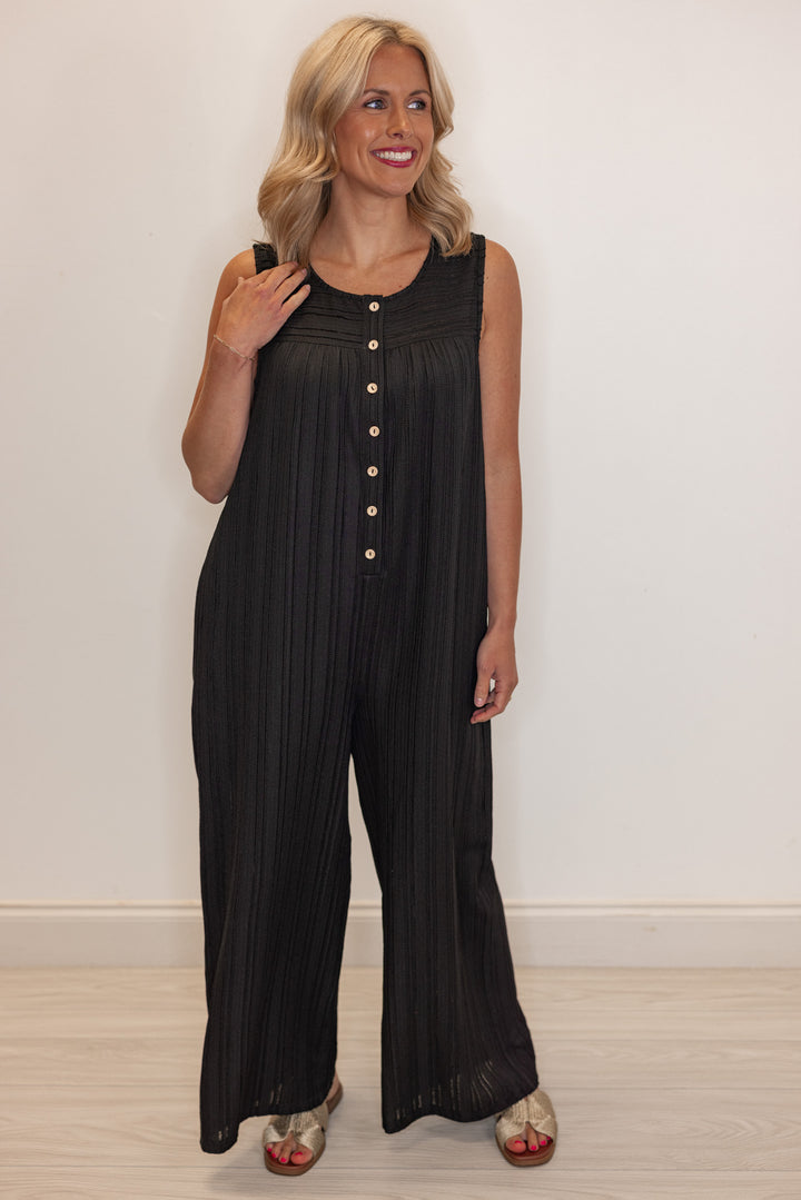 Women's black textured summer romper by Jodifl