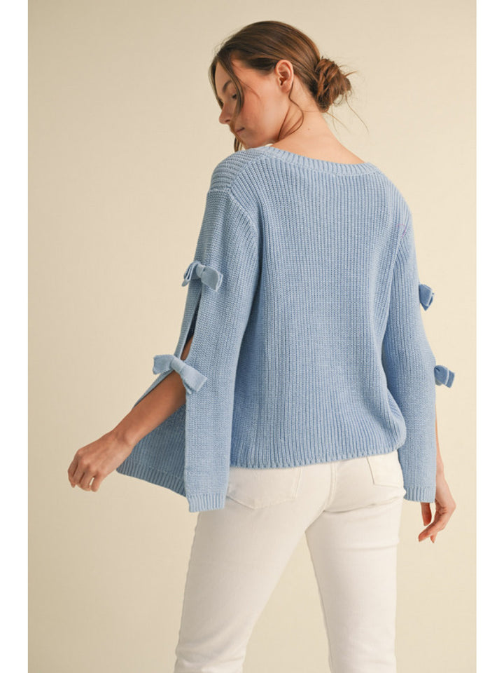blue bow sweater