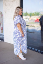 blue southern floral print maxi dress