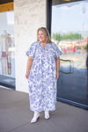 blue southern floral print maxi dress