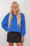 royal blue cropped sweatshirt pullover