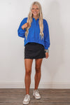 royal blue cropped sweatshirt pullover