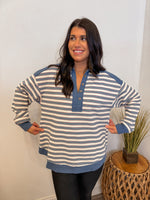 blue ivory stripe pullover