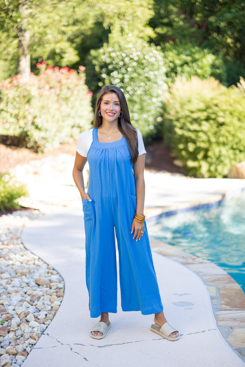 breezy linen wide leg jumpsuit