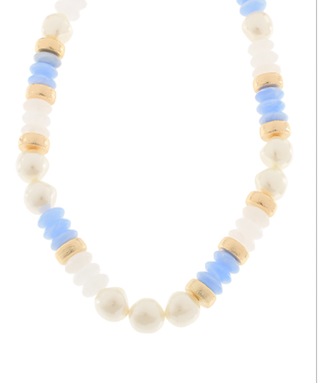 blue pearl beaded necklace