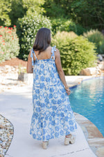 blue floral bump friendly maxi dress