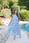 blue floral bump friendly maxi dress