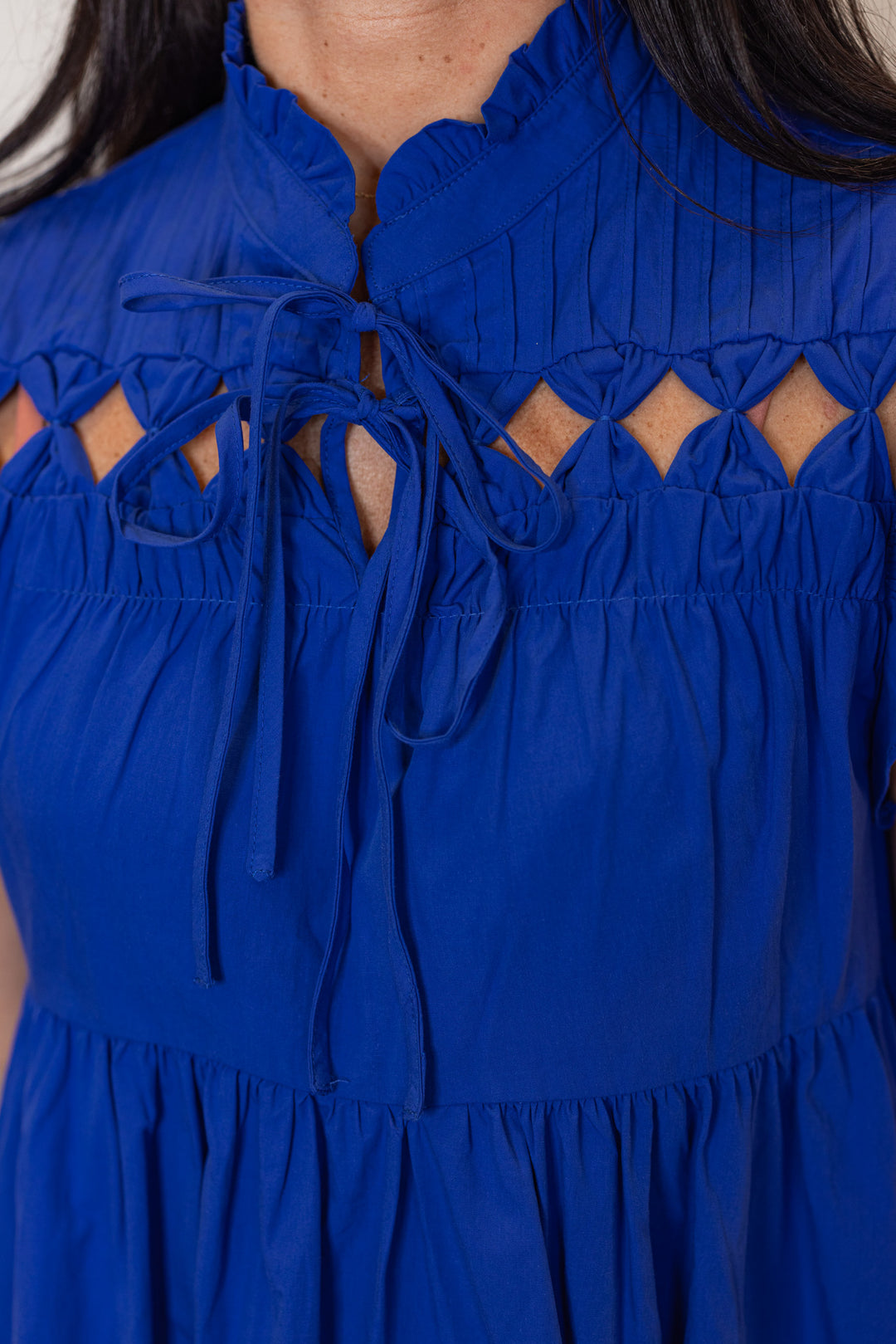 blue cotton babydoll short dress