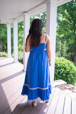 blue scalloped ric rac maxi dress